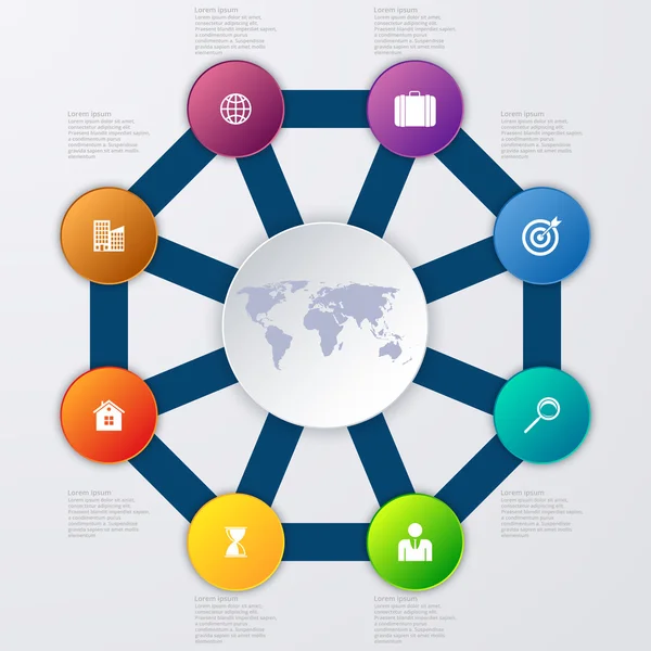 Infográficos de ilustração vetorial oito opções — Vetor de Stock