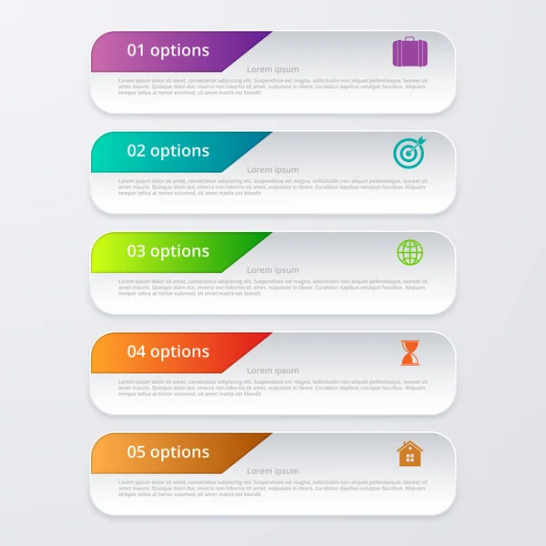 Vector ilustración infografía cinco opciones — Archivo Imágenes Vectoriales