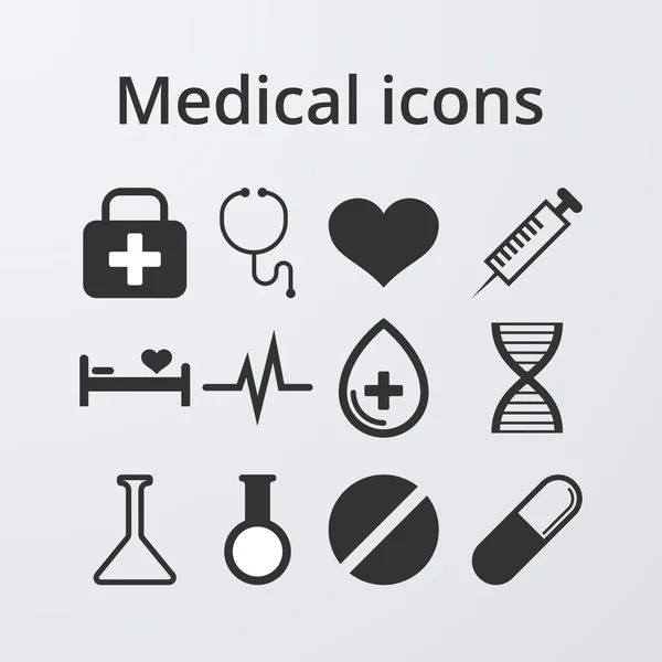 Vektor illustration av en uppsättning medicinska ikoner — Stock vektor