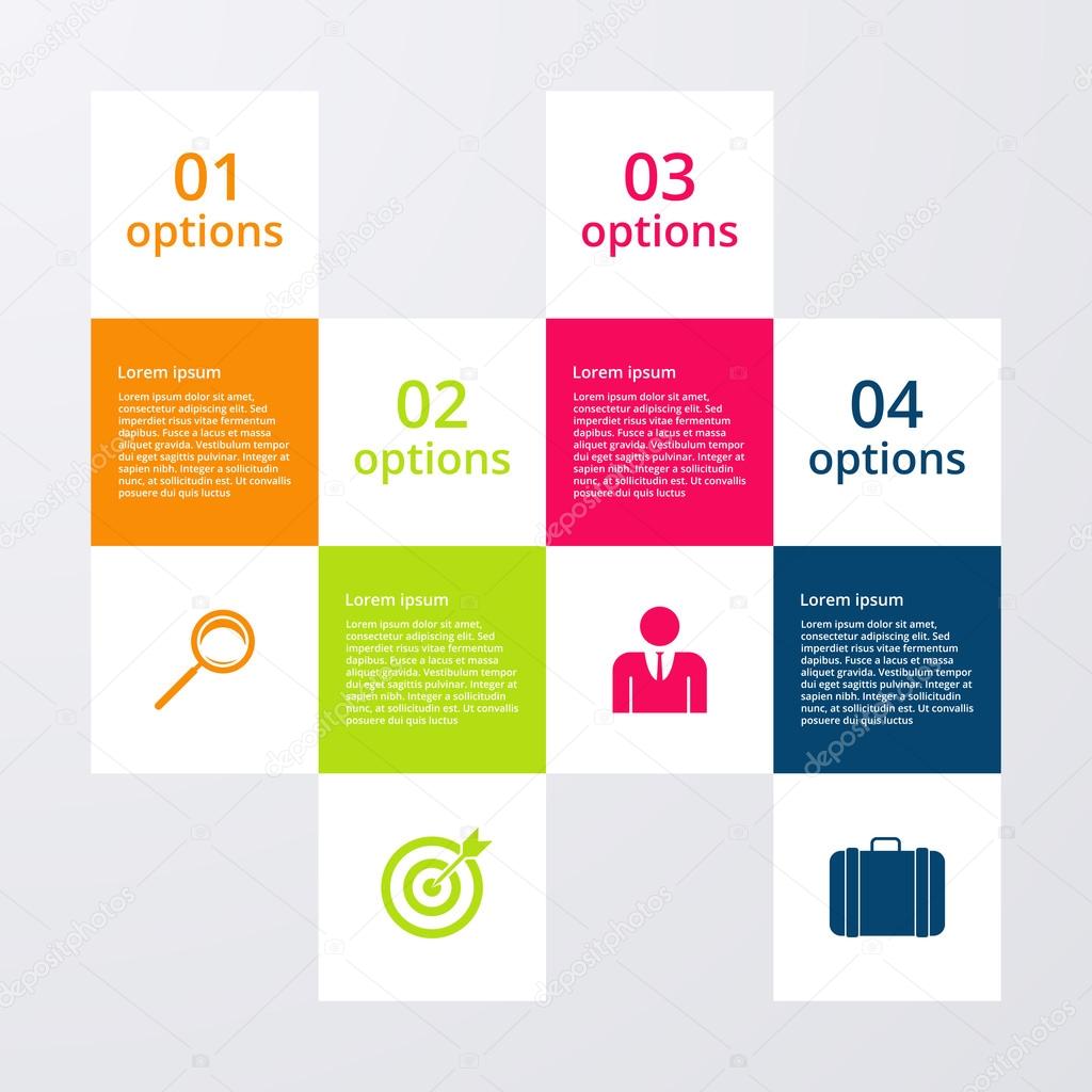 Vector illustration infographics four options squares