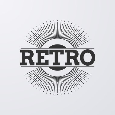 Vektör çizim. Retro ışınları logolu