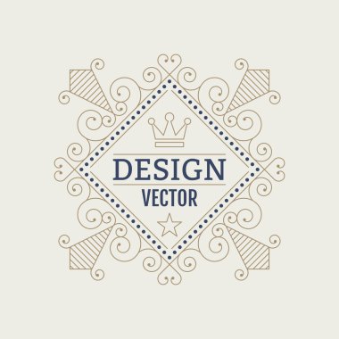 Vektör çizim. Lüks tasarım Monogram. Amblem logo Restoran, butik, takı