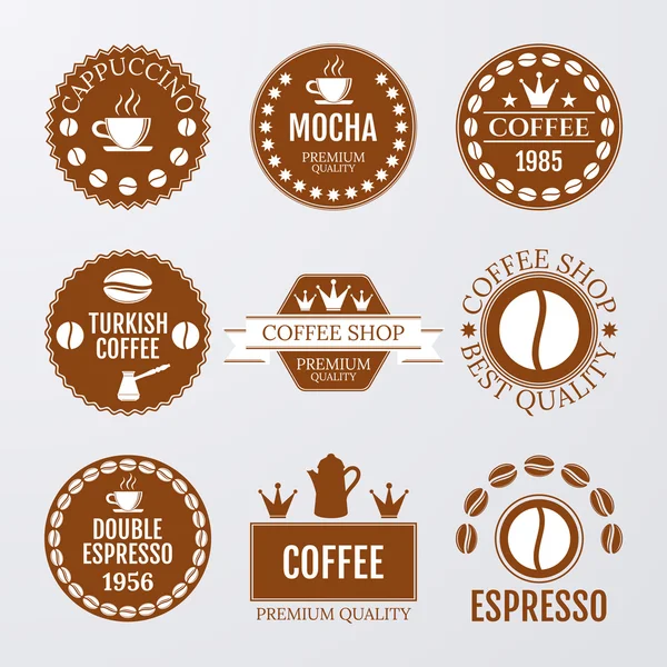 Conjunto de ilustración vectorial de logotipos sobre el tema café — Vector de stock