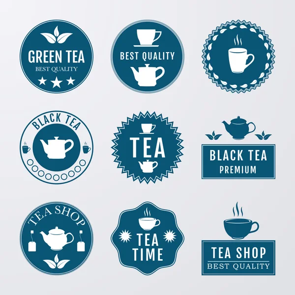 Vector ilustración conjunto de logotipos sobre el tema del té — Archivo Imágenes Vectoriales