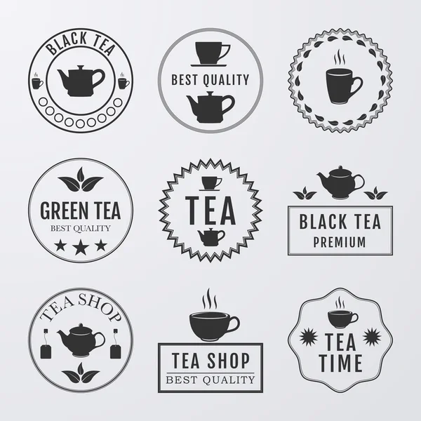 お茶をテーマにロゴのベクトル図を設定 — ストックベクタ