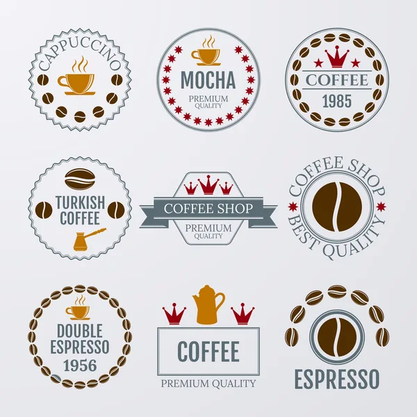 Conjunto de ilustración vectorial de logotipos sobre el tema café — Vector de stock