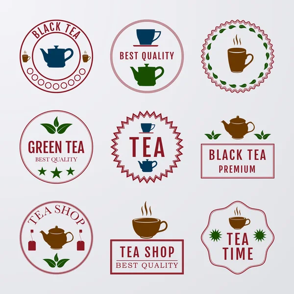 Illustrazione vettoriale serie di loghi sul tema del tè — Vettoriale Stock