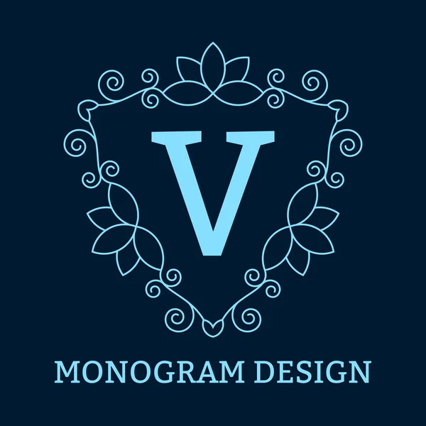 Ilustração vetorial. Logotipo azul de monograma de luxo —  Vetores de Stock