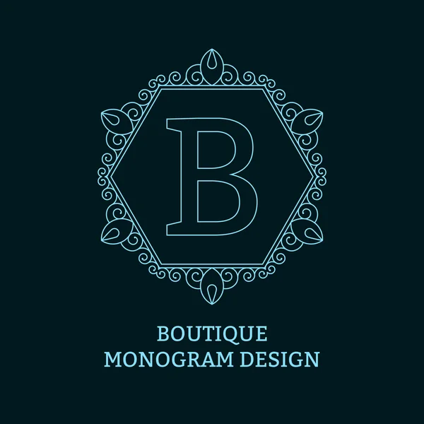 Векторная иллюстрация. Голубой логотип Luxury Monogram — стоковый вектор