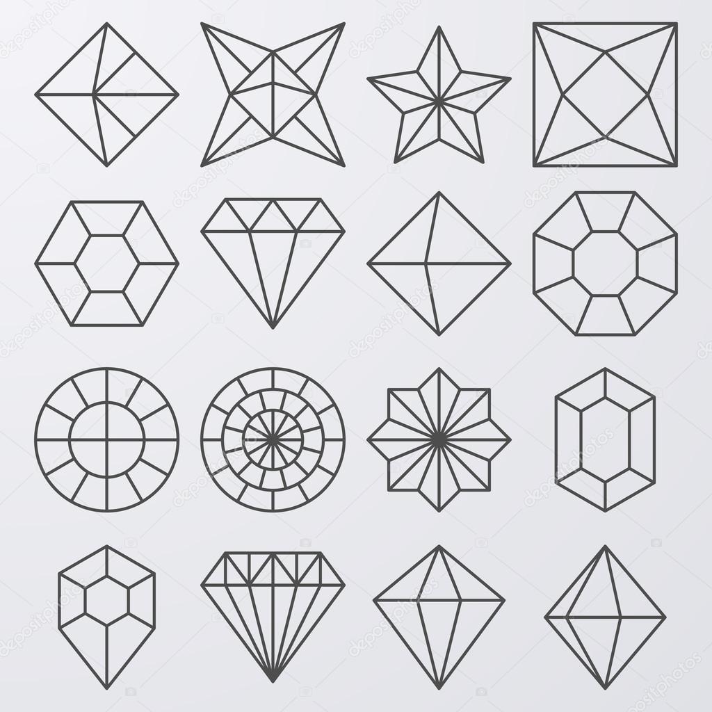 Vector illustration of a set of linear jewels