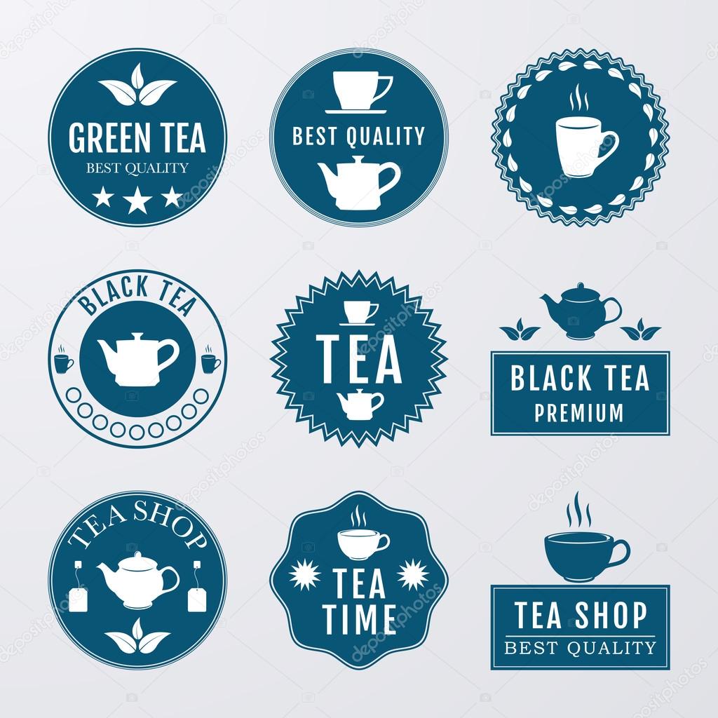 Vector illustration set of logos on the theme of tea.