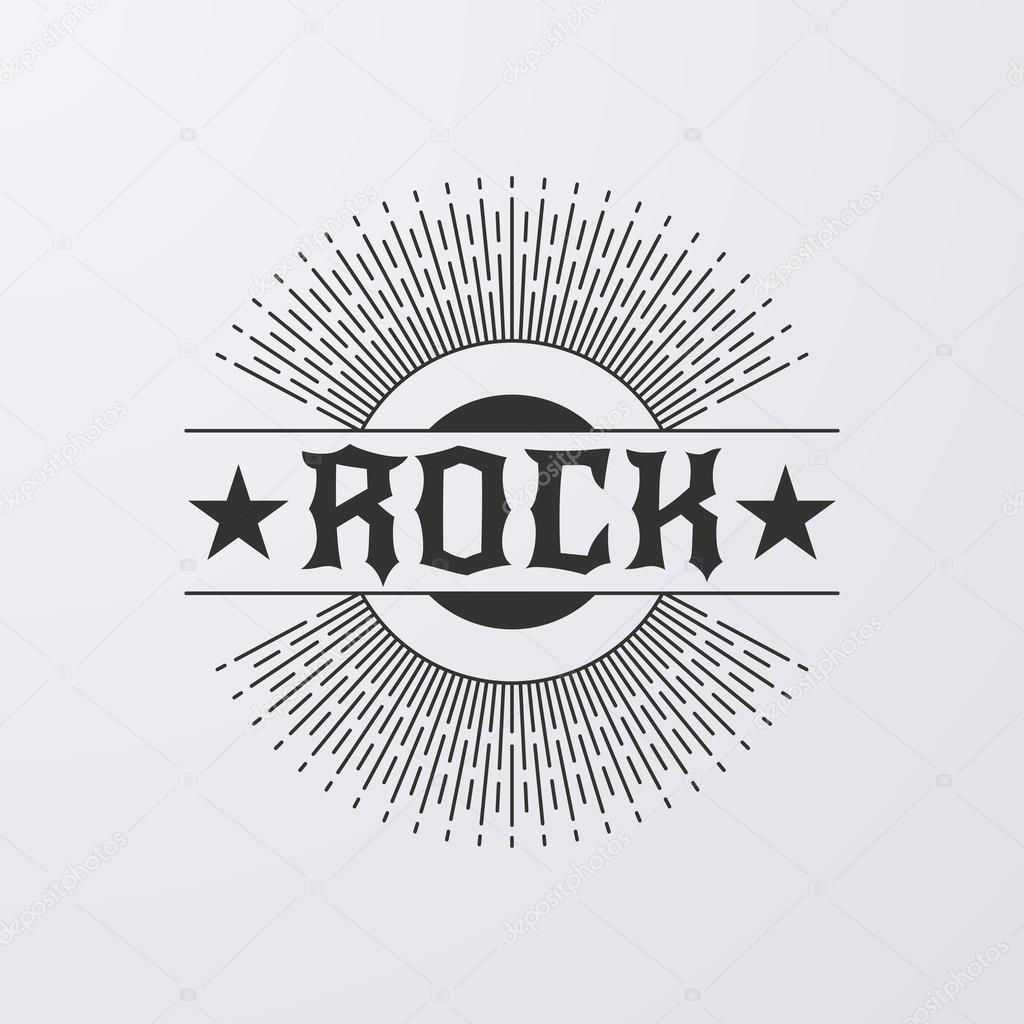 Vector illustration. Rock logo with rays