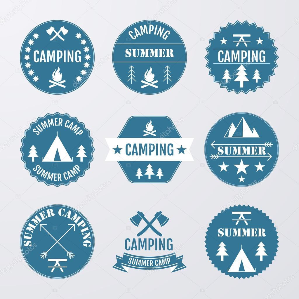 Vector illustration set of logos on the theme of camping.