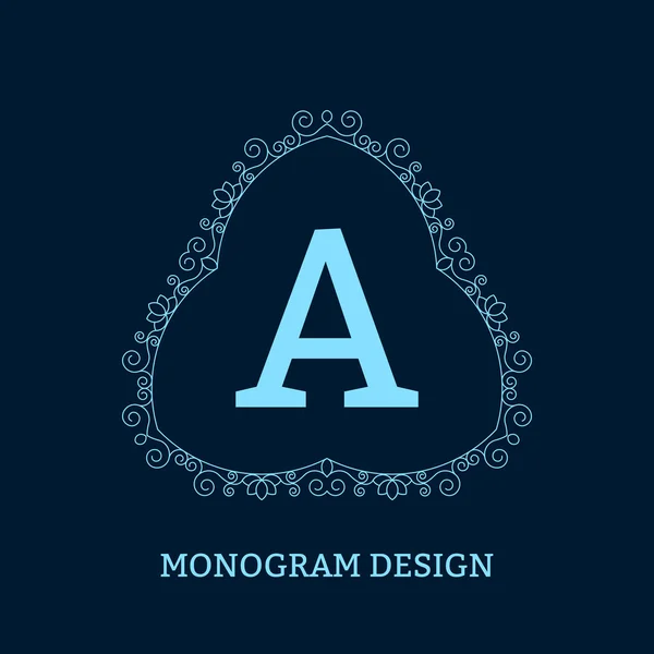 Illustrazione vettoriale del monogramma lineare blu . — Vettoriale Stock