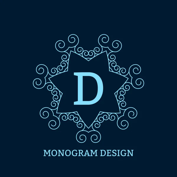 Illustration vectorielle du monogramme bleu linéaire . — Image vectorielle