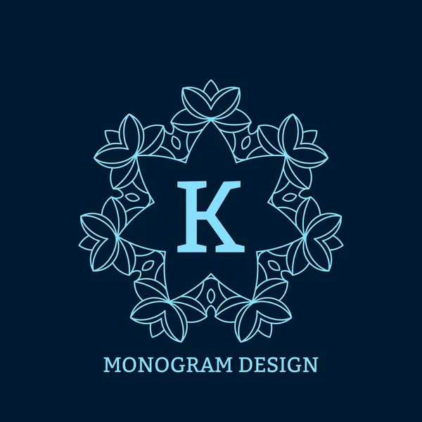 Illustration vectorielle du monogramme bleu linéaire . — Image vectorielle