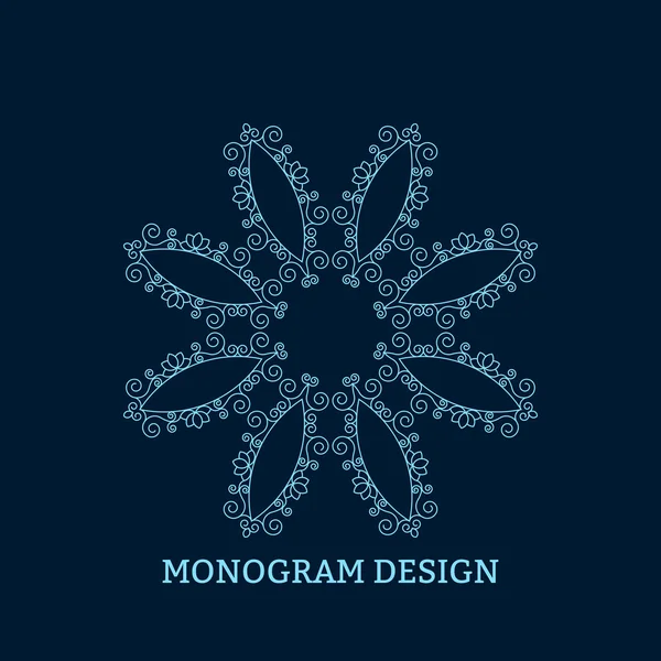 Illustrazione vettoriale del monogramma lineare blu . — Vettoriale Stock