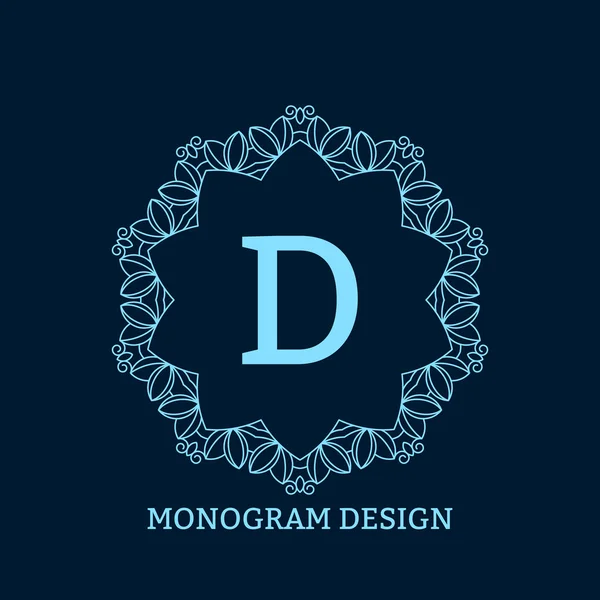 Vectorillustratie van de lineaire blauwe monogram. — Stockvector