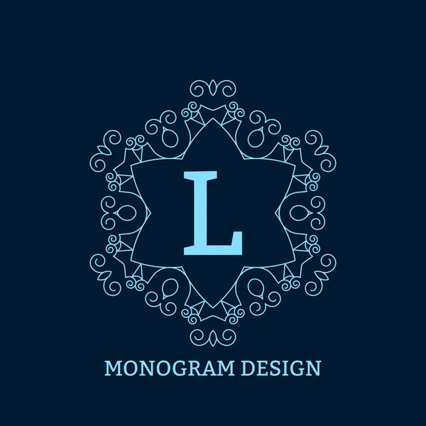 Vectorillustratie van de lineaire blauwe monogram. — Stockvector