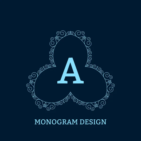 Vectorillustratie van de lineaire blauwe monogram. — Stockvector