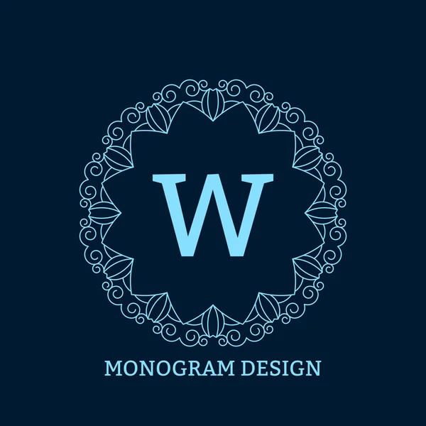 Vektorillustration av linjära blå monogram. — Stock vektor