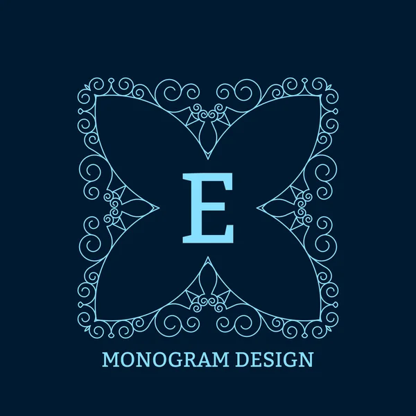 Illustration vectorielle du monogramme bleu linéaire . — Image vectorielle