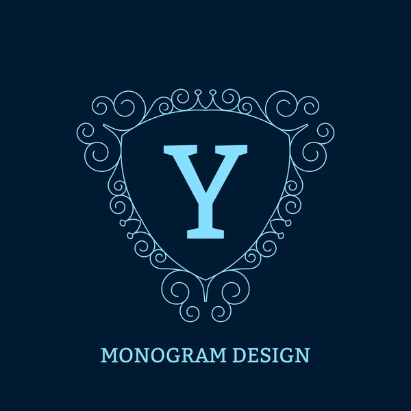 Illustrazione vettoriale del monogramma lineare blu . — Vettoriale Stock