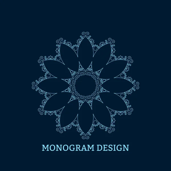 Ilustración vectorial del monograma azul lineal . — Archivo Imágenes Vectoriales