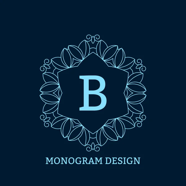 Illustrazione vettoriale del monogramma lineare blu . — Vettoriale Stock