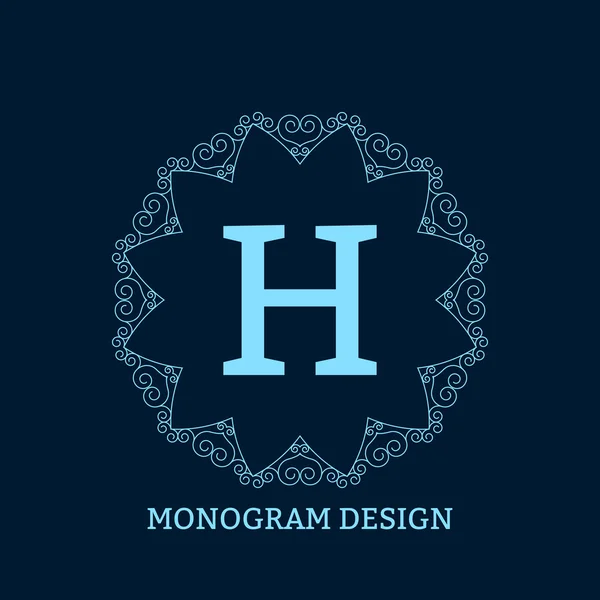 Illustration vectorielle du monogramme bleu linéaire . — Image vectorielle