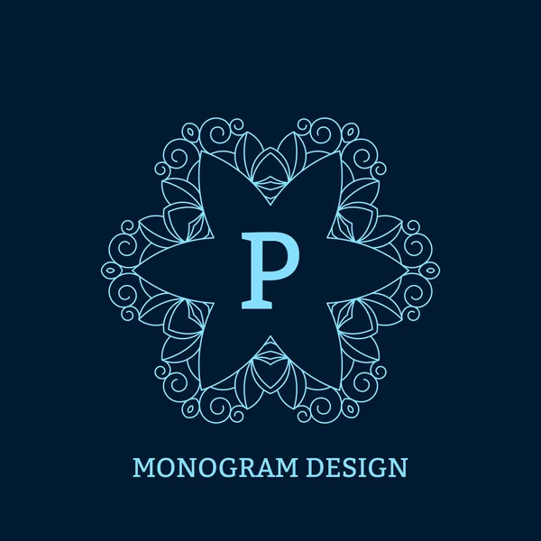 Illustration vectorielle du monogramme bleu linéaire . — Image vectorielle