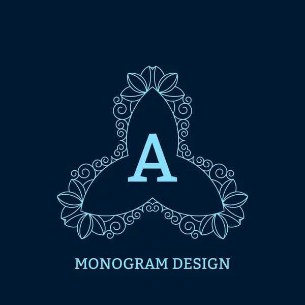 Illustrazione vettoriale del monogramma lineare blu . — Vettoriale Stock