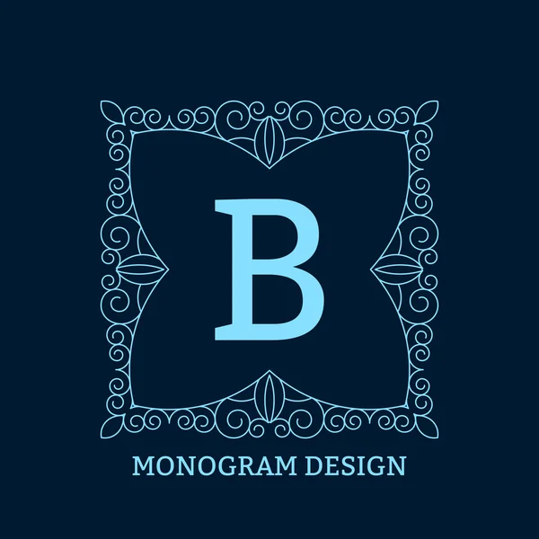 Illustrazione vettoriale del monogramma lineare blu . — Vettoriale Stock