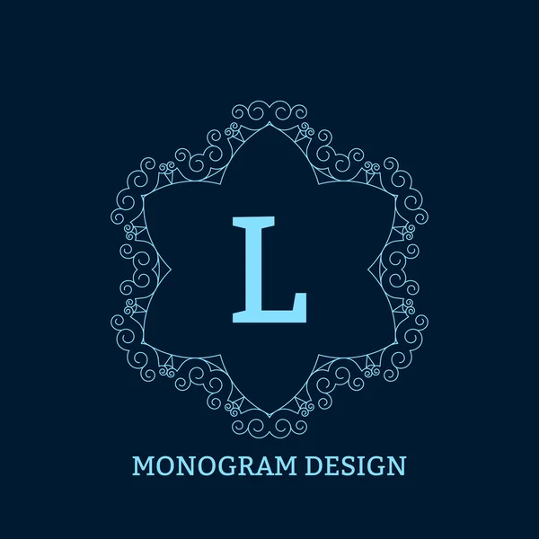 Illustrazione vettoriale del monogramma lineare blu . — Vettoriale Stock