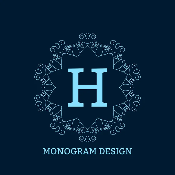 Illustration vectorielle du monogramme bleu linéaire . — Image vectorielle
