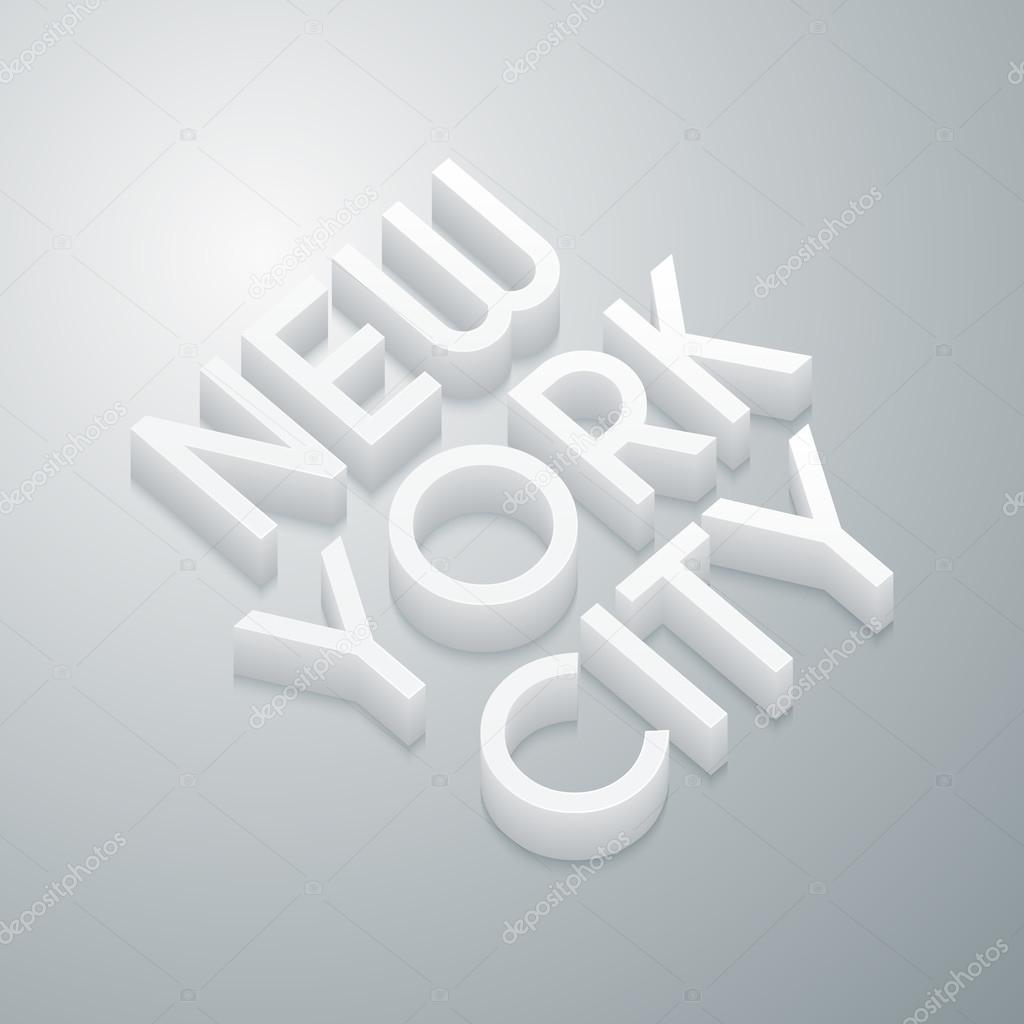 Vector illustration of a plastic inscription New York City