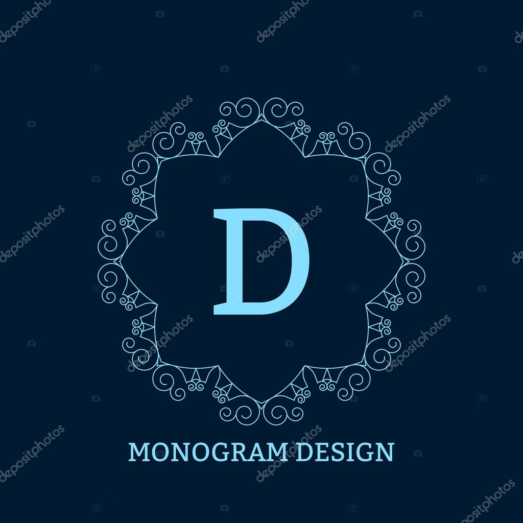 Vector illustration of the linear blue monogram