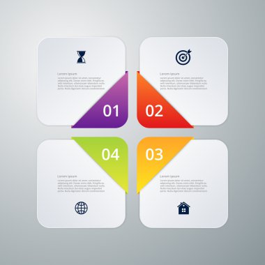Dört kare infographics vektör çizim