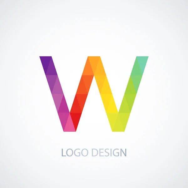 Ilustración vectorial de la letra de logotipo colorido w — Archivo Imágenes Vectoriales