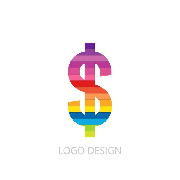 Ilustración vectorial de signo de dólar logotipo colorido — Archivo Imágenes Vectoriales