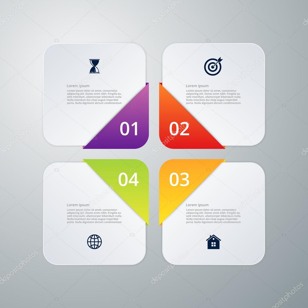 Vector illustration of four square infographics