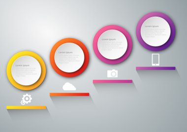 Gölgeler ile vektör çizim infographics kağıt daireler