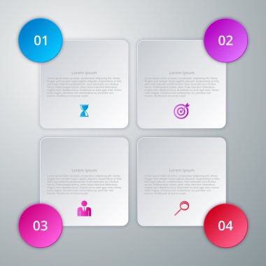 Dört kare infographics vektör çizim