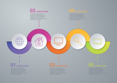 Vektör çizim Infographic beş seçenek zaman çizelgesi