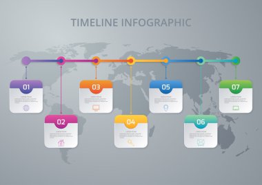 Vektör çizim Infographic yedi seçenek zaman çizelgesi