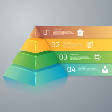 Vektör çizim infographics dört seçenek piramit