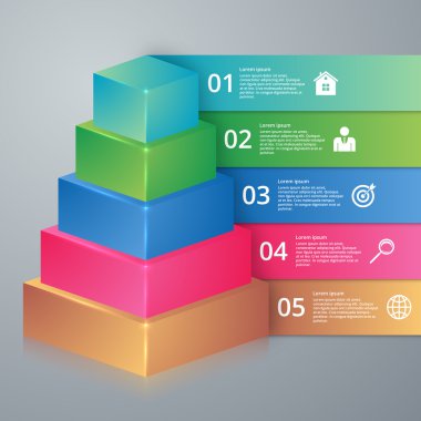 Vektör çizim infographics piramit beş seçenekleri