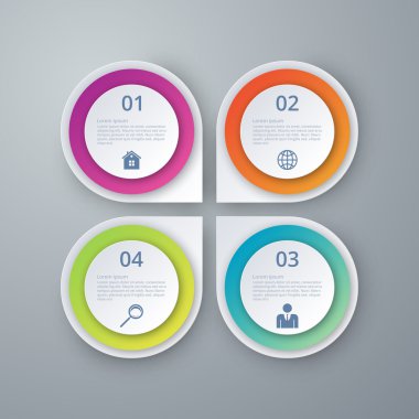 Resimde infographics dört daire vektör