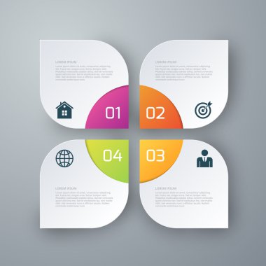 Vektör çizim infographics dört seçenekleri kareler
