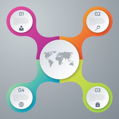 Dört seçenek infographics daire vektör çizim